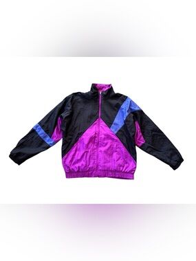 Vintage USA Olympics Windbreaker Jacket Adult Medium Purple Black Colorblock 90s